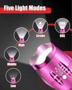 Victoper LED Flashlight 2 Pack Pink, Bright High Lumens Tactical Flashlights High Lumens with 5 Modes, Waterproof Zoomable Flash Light for Outdoor, Gifts for Hunting Camping Essentials Gear