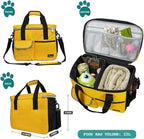 PetAmi Dog Travel Bag, Travel Pet Bag Organizer, Dog Food Travel Bag with Container Collapsible Bowls, Pet Travel Supplies Gift Accessories for Weekend Camping, Puppy Cat Diaper Bag, Yellow Medium
