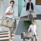 Dimayar 40L Travel Duffle Bag - Foldable Duffel Bag with Shoes Compartment - Overnight Bags Waterproof & Tear Resistant(Gray)