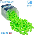 Flents Protechs Foam Ear Plugs, 50 Pair for Sleeping, Snoring, Loud Noise, Traveling, Concerts, Construction, Studying, Work, Shooting, Contour to Ear, NRR 33, Noise Cancelling, Green, Made in the USA