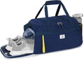 SKYSPER Gym Bag for Men & Women with Shoe Compartment, Carry-on Gym Duffle Bag for Travel and Sports, Workout Overnight Bag with Large Wet Pocket, Blue