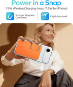 MOMAX Magnetic Wireless Power Bank 5000mAh, Ultra-Slim 0.3" MagSafe-Compatible Portable Charger, 20W USB-C PD Fast Charging, for iPhone 17/16/15/14/13/12 Series, Samsung Galaxy & Google Pixel