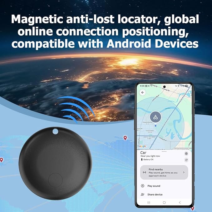 Undetectable GPS Tracker for Vehicles Work with Built-in APP (Compatible with Android Device),Mini Car Tracker Tag With Magnet Global Coverage,Hidden Car Locator Device, No Monthly Fee or Subscription