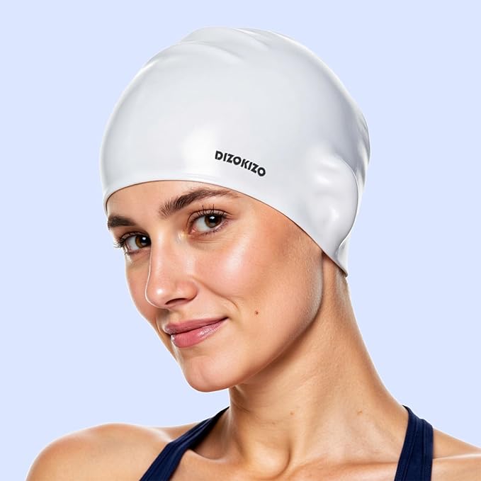 2pcs High Elasticity Silicone Swim Cap for Women and Men, Comfortable Non-Slip Swimming Caps for Long and Short Hair, Durable Waterproof Swim Hats for Adults, Keep Hair Dry