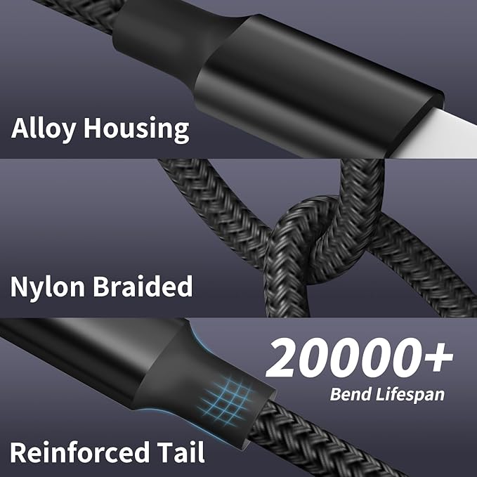 4Packs 5FT Dual Type-C 4 in 1 Multi Charging Cable with 2 USB-C/IP/Micro Port, USB Cable iPhone Charger Cord, Travel Cruise Essentials Car Accessories for iPhone17-8, Galaxy 25 Android iPad, More