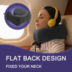 napfun Neck Pillow for Travel with Travel Pouch, Sleep Mask & Earplugs, Memory Foam Airplane Pillow for Headrest Sleep with Eyeshades, Plane Essentials with Eye Blindfold, Black Striped Kit