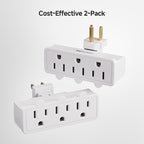 [ETL Listed] Cable Matters 2-Pack 3-Outlet Grounded 180 Degree Swivel Wall Tap, 3 Plug Wall Adapter, Multi-Plug Outlets, White