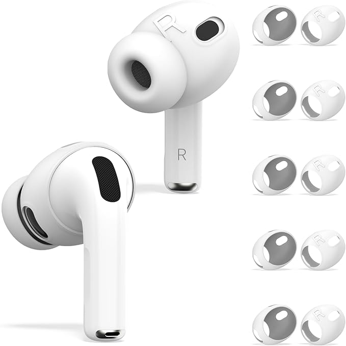 [5 Pairs] for AirPods Pro 3 Ear Tips Cover [Fit in Case], Soft Silicone AirPod Pro 3 Ear Cover Anti Slip Air Pod pro 3 Accessories Compatible with AirPods Pro 3rd Generation Earbuds 2025 (White)