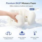 ZIKEE Dual-Layer Memory Foam Neck Pillow for Airplane, Travel Pillow with Seat Straps to Secure Head & Neck, Ergonomic Ear-Friendly Neck Pillow for Traveling with Breathable Vent Holes, Airy Cover