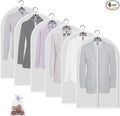 MsKitchen 6 Pack Garment Bags for Hanging Clothes (24x40") - Dustproof Suit Bags for Closet Storage - Durable PEVA Covers with Sturdy Zipper for Coats, Jackets & Dresses (Translucent)