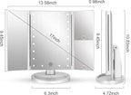 deweisn Dresser Mount Tri-Fold Lighted Vanity Mirror with 21 LED Lights, Touch Screen and 3X/2X/1X Magnification, Two Power Supply Modes Make Up Mirror,Travel Mirror
