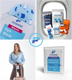LUX Travel Essentials – 33 Piece Premium Hygiene & Comfort Set with Blue EVA Hard Case – Includes Dental Care, Face Masks, Wipes, Bandages & TSA-Friendly Travel Accessories