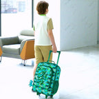 Kids Suitcases for Boys, Cute Dinosaur Luggage Rolling with Wheels, kids carry on luggage for Children Toddler Elementary - Green