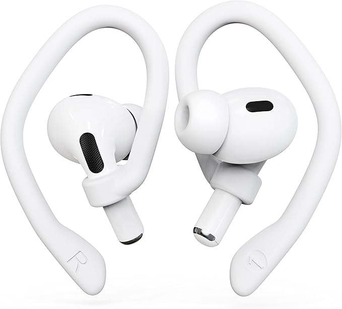 Ear Hooks 2 Pairs for AirPods Pro 2 & 1, AirPods 4 & 3, Anti-Slip Comfortable Fit, Ergonomic Design, Accessories (Small, White)