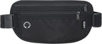 Slim Money Belt for Travel - Anti-Theft Hidden Passport Holder Waist Wallet with Secure Pouch for Cash, Credit Cards & Phone Safe (Small Black)