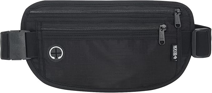 Slim Money Belt for Travel - Anti-Theft Hidden Passport Holder Waist Wallet with Secure Pouch for Cash, Credit Cards & Phone Safe (Small Black)
