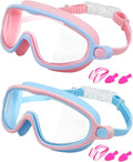Swim Goggles 2 Pack, Wide View Anti Fog&UV Swimming Goggles for Audlt, No Leak Pool Beach Essentials for Men Women