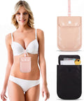 2 Pieces Travel Bra Wallet for Women Hidden Bra Wallet Pickpocket Proof Under Clothes Money Belt Pouch Secret for Passport Money Valuables(5.7 x 4.6 Inch,Black, Pink)