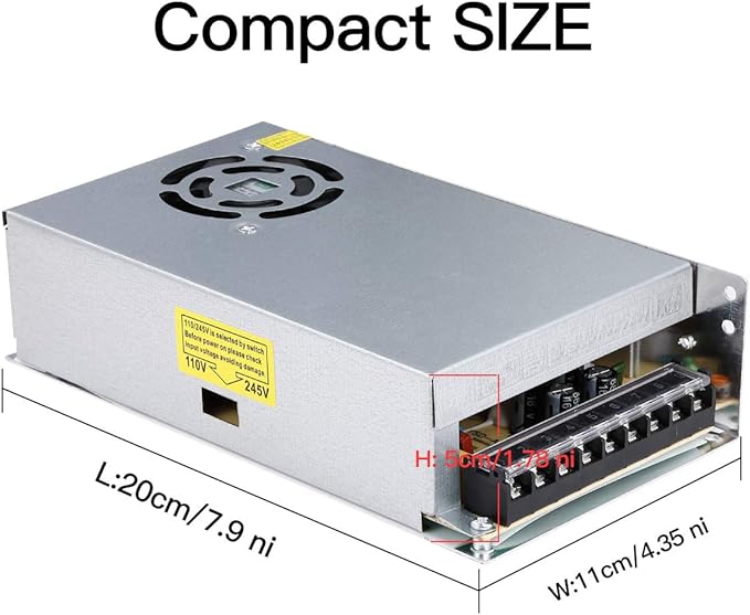 20A 250W 12V DC Power Supply, Universal Regulated Switching AC 110V/220V to DC Converter (SMPS) Transformer Driver Adapter for LED Strip Lights, CCTV Camera System, 3D Printer, Radio, Computer Project