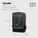 Topo Designs Global Travel Bag – 30L or 40L - Carry-On Compliant Most Airlines, Durable Travel Duffel Bag, Clam Shell Main Pocket, Laptop Sleeve, Backpack, Luggage (40L / Woodland/Forest)