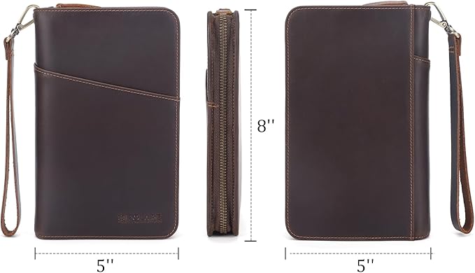 Polare Full Grain Leather Passport Holder Cover Case for Men and Women RFID Blocking Family Travel Wallet Holds 6 Passports