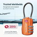 2 Pack TSA Approved Travel Combination Cable Luggage Locks for Suitcases & Backpacks - Orange