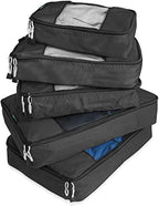 TravelWise 5 Piece Packing Cube Set, Durable Lightweight Luggage Organizer System with Small, Medium and Large Cubes for Travel, Weekender and Carry On Use, Black