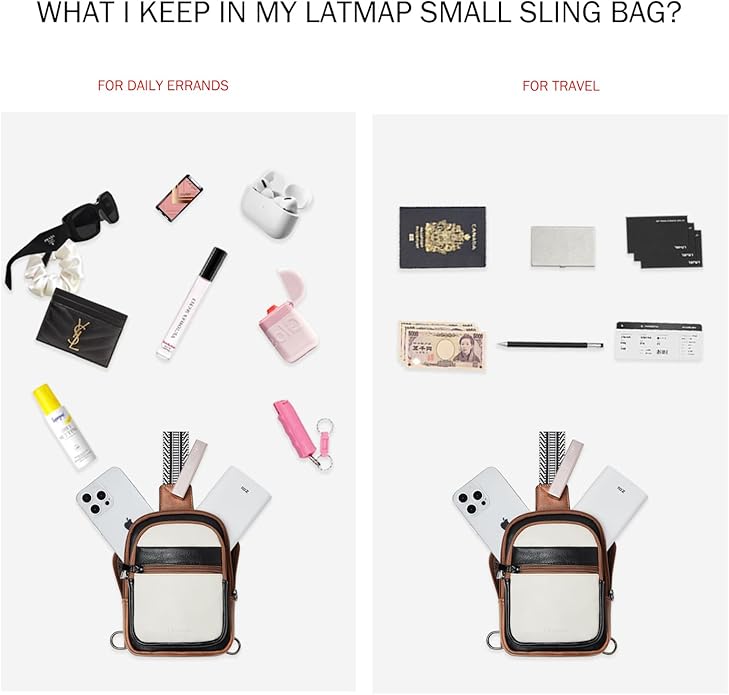 LATMAP Sling Bag For Women Faux Leather Small Casual Daypack Backpack Fanny Pack Crossbody Chest Bags Purse