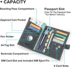 CONTACTS Full Grain Leather Passport Holder with Airtag Slot RFID Blocking Passport Wallet for Men Travel Passport Cover with SIM Card Removal Tool (Badge, Gray)