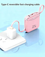 10000mAh Portable Charger with Built-in USB-C & Light-ning Cables, 22.5W Fast Charging Power Bank, Travel Battery Pack with LED Display for iPhone Samsung Android – Flight Approved
