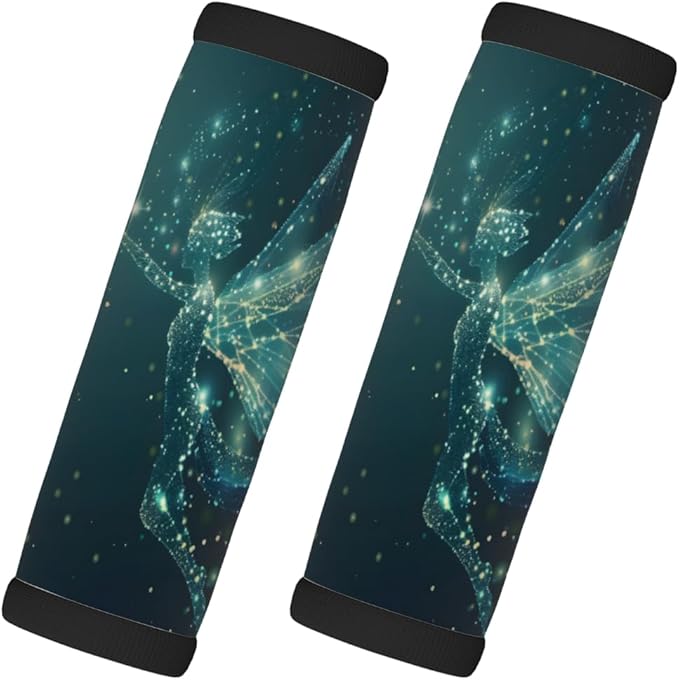 Abstract Galaxy Fairy 2 Pack Luggage Handle Wrap Set of Neoprene Luggage Tags for Suitcases Bag Strap Wrap Cover Travel Airplane Accessories Covers Markers Sleeve Grips Identifiers Cruise