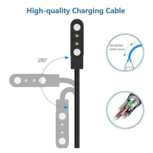 VeryFit Smartwatch Charger, Fit for ID208, GTX20, IDW13/15/16/17, IDW19/20/25/26/28 and More, Replacement Magnetic USB Cable for Fast and Easy Charging, 3.3 ft, (ID-Cable)