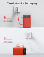 Portable Charger, 27000mAh 22.5W Fast Charging Power Bank with Built-in Cable, USB C Battery Pack with LED Display & Flash Light, Travel Essential External Battery Charger Bank for iPhone Samsung Red