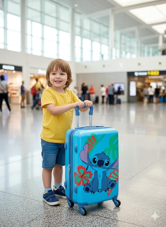 Disney Stitch 20" Hardshell Luggage - Cute & Durable Hard-side Suitcase for Travel with Spinner Wheels 20"x12"x8"