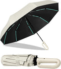 42-Inch Extra Large Umbrella for 2-3 People, Windproof Automatic Open/Close with Carabiner Handle, UPF 99+ UV Protection Folding Travel Umbrella for Rain and Sun