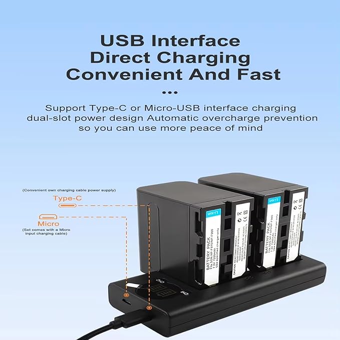 Dual Battery Charger for NP-F970 A7 IV A7S III FX3,Fast Simultaneous Charging with LED Indicators,Overload Temperature Protection,Compatible with NP-FZ100 NP-F970 NP-F950 NP-F960 NP-F550