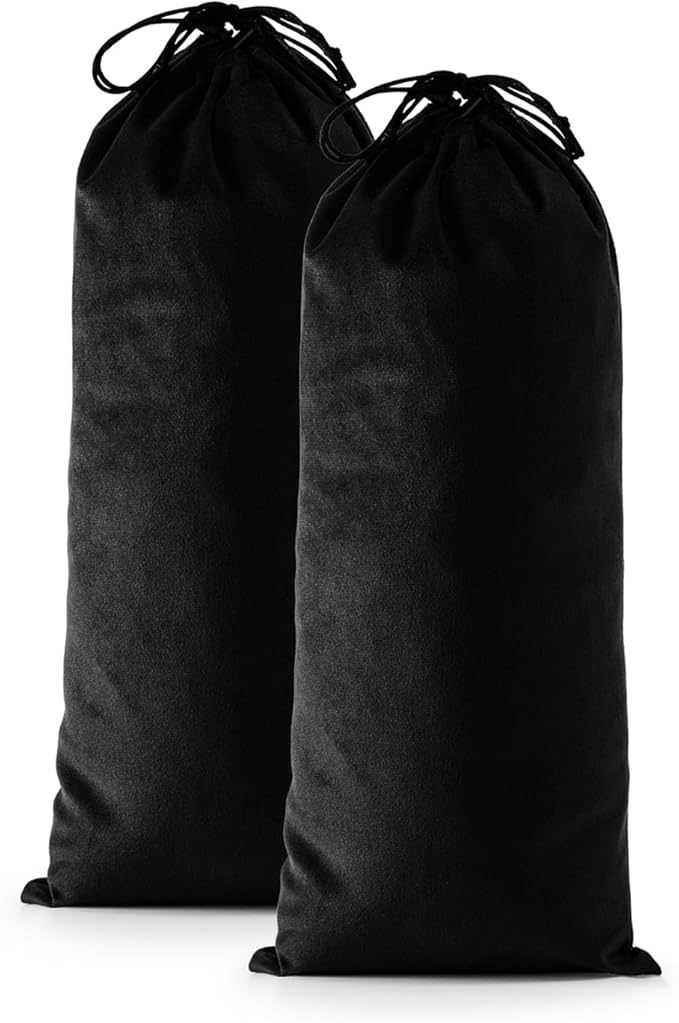 2 Pcs Single Shoe Bags for Travel, 17.3"x8.6" Washable Travel Shoe Bags for Packing in Suitcase, Velvet Dust Bag with Drawstring, Shoe Pouch for Women and Men, Travel and Home Storage (Black Beauty)