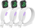 3Pack Upgraded for Apple Watch Charger Magnetic Fast Charging Cable [Portable] Magnetic Wireless Charging Compatible with iWatch Series Ultra/SE/11/10/9/8/7/6/5/4/-[3.3FT] White