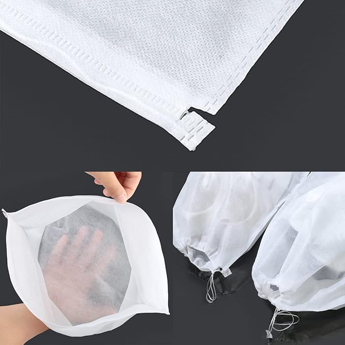 10Pcs Travel Shoe Storage Bags Non-woven Fabric Packing Dust Cover Pouch Portable Breathable with Drawstring (Large)