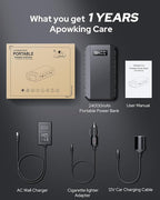 Apowking Power Bank with AC Outlet, 65W Portable Laptop Battery Bank Fast Charging, 88.8Wh 24000mah Power Station for Outdoor Camping PowerBank Travel Home Power Backup