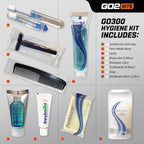 Travel Toiletry Kit, Hygiene Kit with Shaving Supplies for Travel, Business & Charity with Reusable Toothbrush, Bath Soap & Other Essential Toiletries, 1-Pack (GO300)