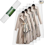 PARTY BARGAINS 72 x 20 Inch Disposable Clear Garment Bags, 50 Pack – Heavy-Duty Plastic Clothes Covers for Suits Dresses Coats, Closet & Travel