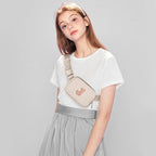 Gitus Belt Bag Fanny Pack Crossbody Bags with Initial Letter Patch Cute Stuff Birthday Gifts for Teenager Girls Trendy Preppy Stuff for Teen Girls(Beige-J)
