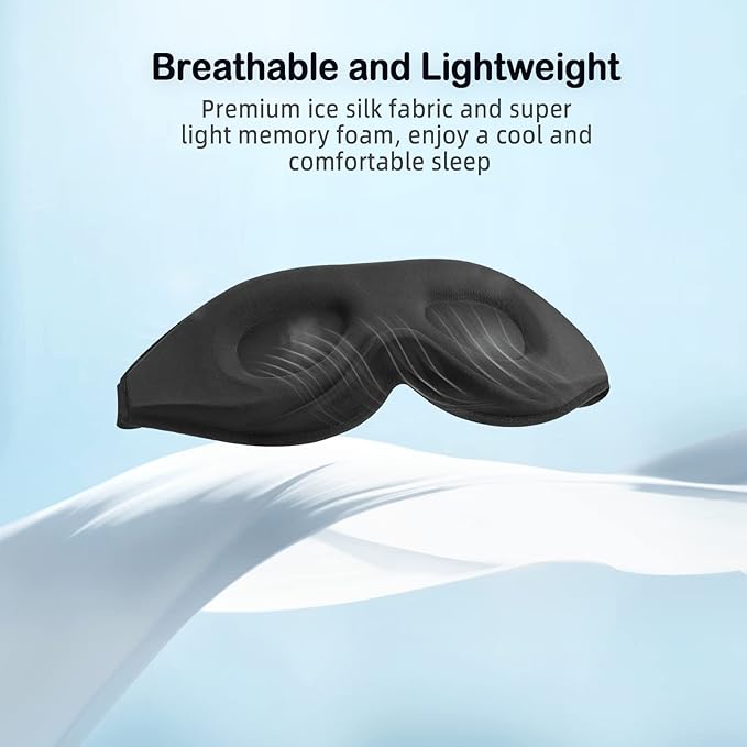LitBear Sleep Masks, Light Blocking Eye Mask Sleeping for Women Men Side Sleeper, Soft 3D Comfortable Sleeping Mask with Adjustable Elastic Strap for Travel