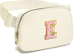 Gitus Personalized Gifts Birthday Gifts for Girls Fanny Pack Cross Body Bags with Initial Letter Preppy Stuff Gifts for Her Girlfriend Wife Sister Friends Mom (Ivory-E)