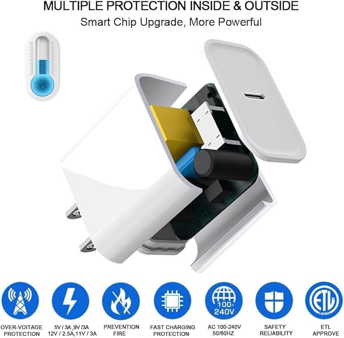 DABUSTAR for iPhone Fast Charger, 33W USB C PD Wall Charger Block Plug with[MFi Certified]6ft Type C to Lightning Cable Quick Charging Data Sync Cord for iPhone14 13 12 11 Pro Max Mini Xs Xr iPad Air