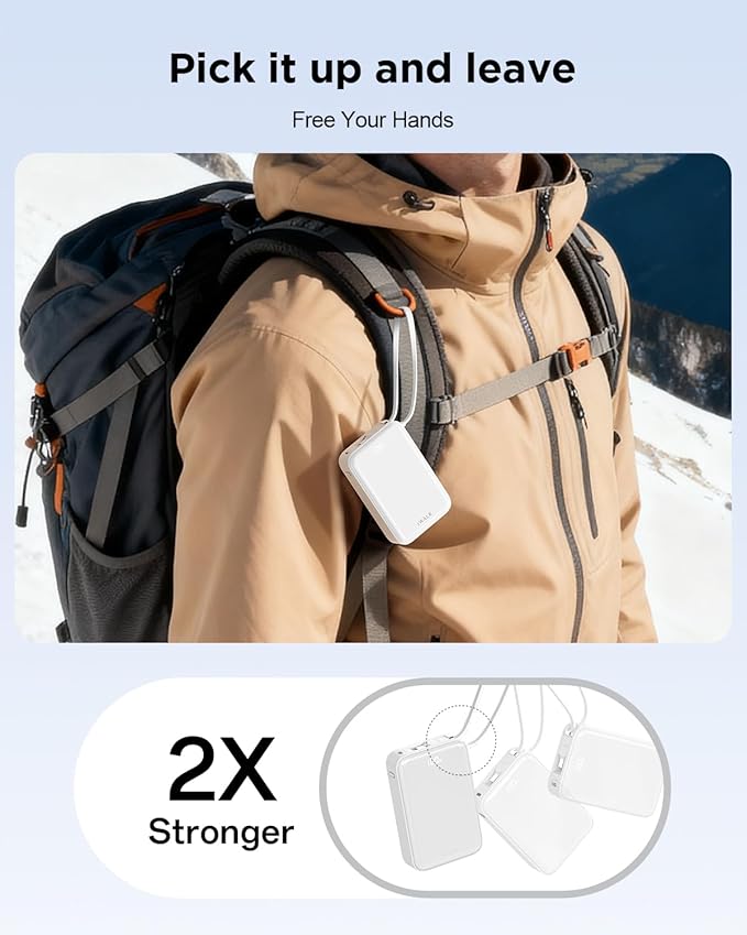 iWALK Portable Charger, 10000mAh 45W PD Power Bank, USB C in&Out Fast Charging Battery Pack with Phone Stand, Travel Essential Powerbank for iPhone 17 16 15 14 13 12 Samsung S25 MacBook etc,White