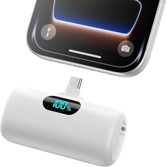 Feob Mini Portable Charger 5000mAh Power Bank,15W PD USB C Cell Phone Portable Power,LCD Display Battery Pack Compatible with iPhone 17/Air/17 Pro/17Pro Max/16/15 Android/Samsung/Moto(Type-C Only)