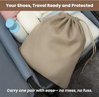 LFH Cotton Rich Shoe Storage Bags with Drawstring, Dustproof Breathable Reusable Organizer, Perfect For Travel, Dorm, Hotel, College, Gym, Easy to Carry Machine Washable 12"x17" (Pack of 2) - Chambray