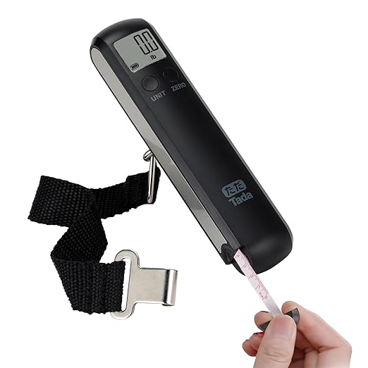 110lb Mechanical Luggage Scale Battery Free Portable Hand Baggage Scale for Travel Suitcase Digital Weight Scale with Built in Measuring Tape